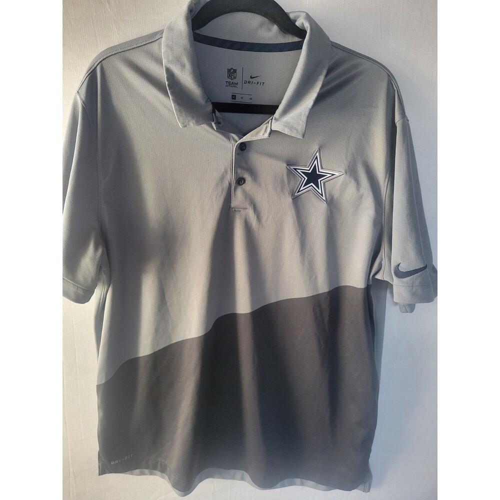 Nike Dri-FIT Dallas Cowboys Polo XL Shirt Gray Black Men’s - Picture 3 of 10